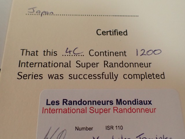 ISR（International Super Randonneur）の認定