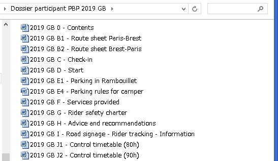 PBPパリ・ブレスト・パリの参加者情報ファイル