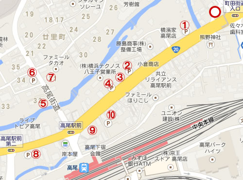 高尾駅北口のコインパーキング