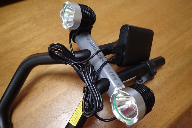 自転車 LED フロントライト USB充電式 防水 ハンドル取付け 白